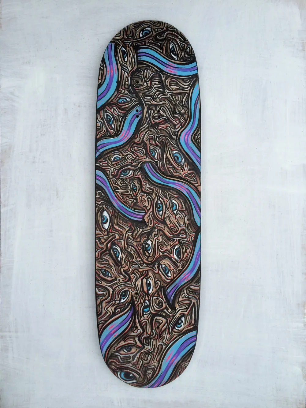 Eyeball custom skateboard paint job