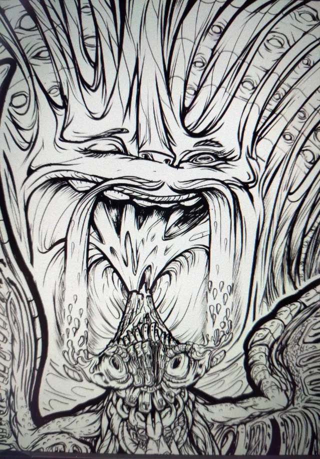 Headsplosion, wtf mindblown, close up of trippy artwork
