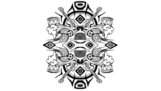 wave and guitar digital mandala illustration