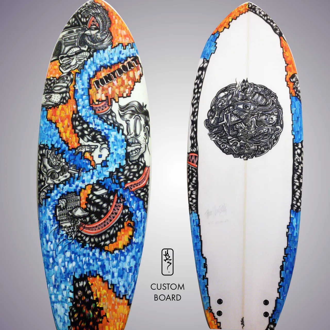 Custom handpainted hamndmade surfboard final