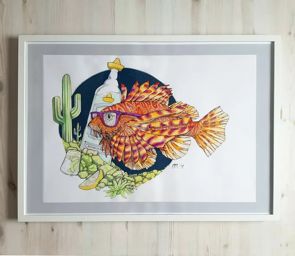 Drink Like a Fish Watercolour Artwork