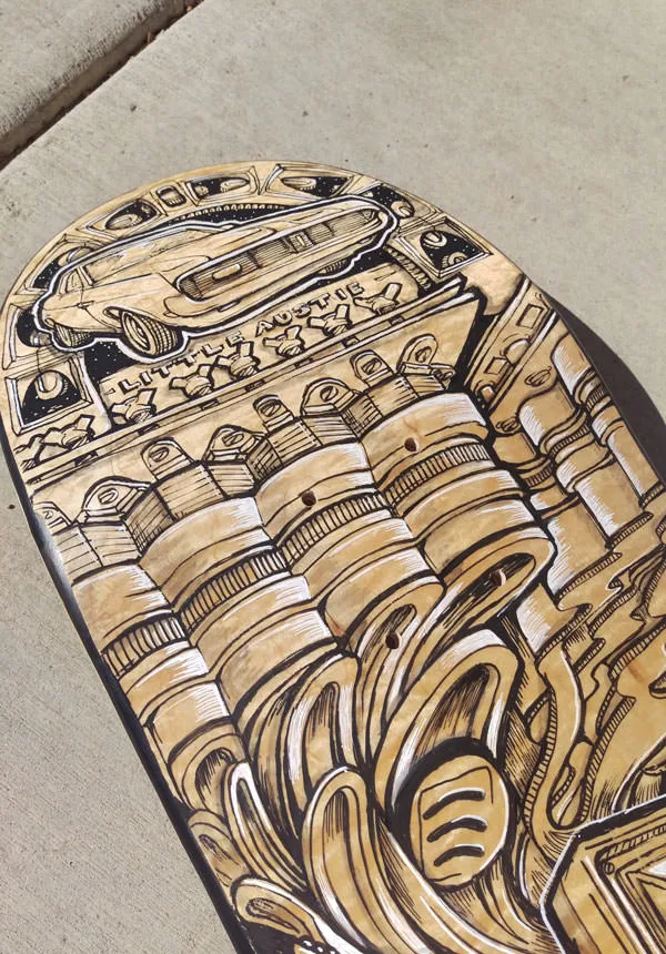 Hand painted skateboard blank