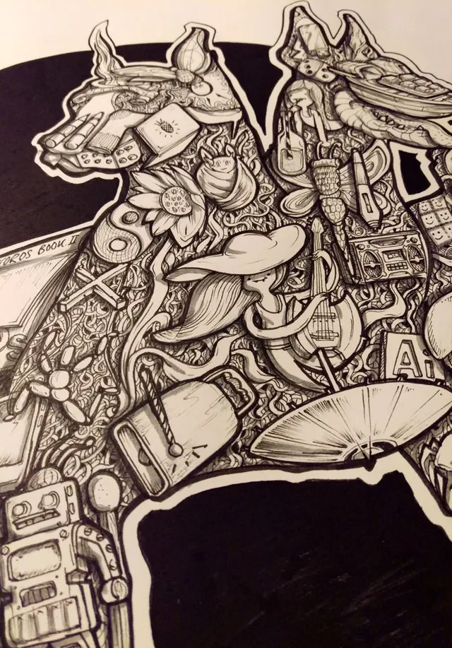 Process of shadowing the drawing