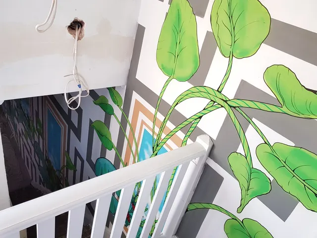 Plants growing over the railing