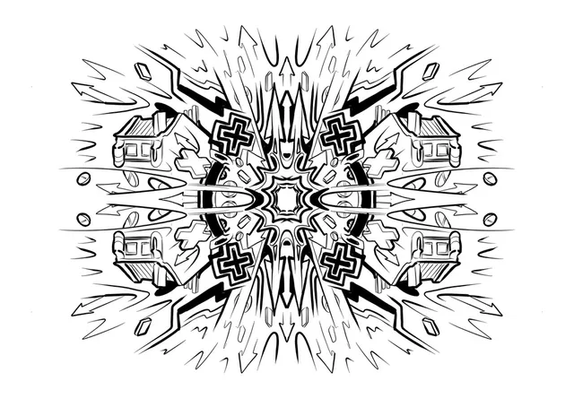 Exploding medical themed digital mandala
