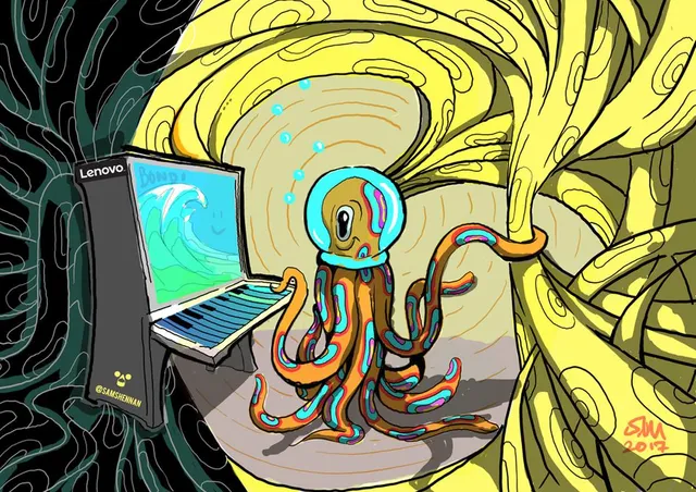 Lenovo sketch octopus computer mainframe