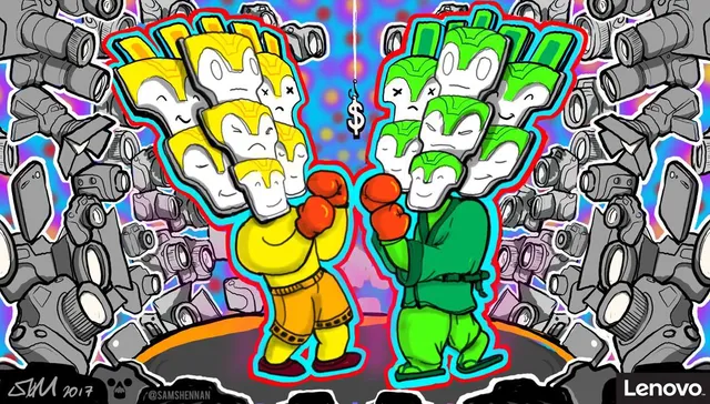 Lenovo sketch many headed boxing match