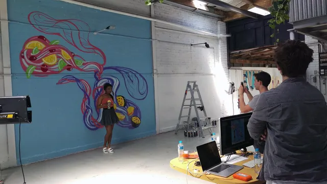 Process during filming for timelapse mural campaign with Sam Shennan and Slurpee Australia