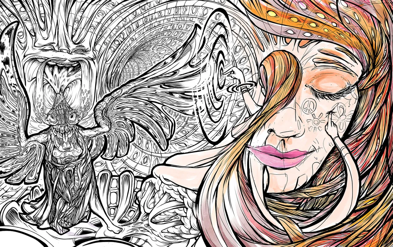 Psychedelic dancer visionary art illustration