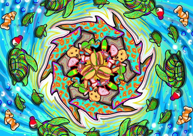 Lenovo sketch turtle burger kaleidoscope
