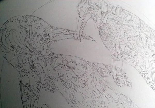 Penguin process drawing WIP.