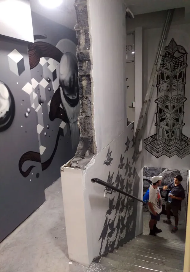 Local Artists Division Collaboration Escher Inspired Stairwell