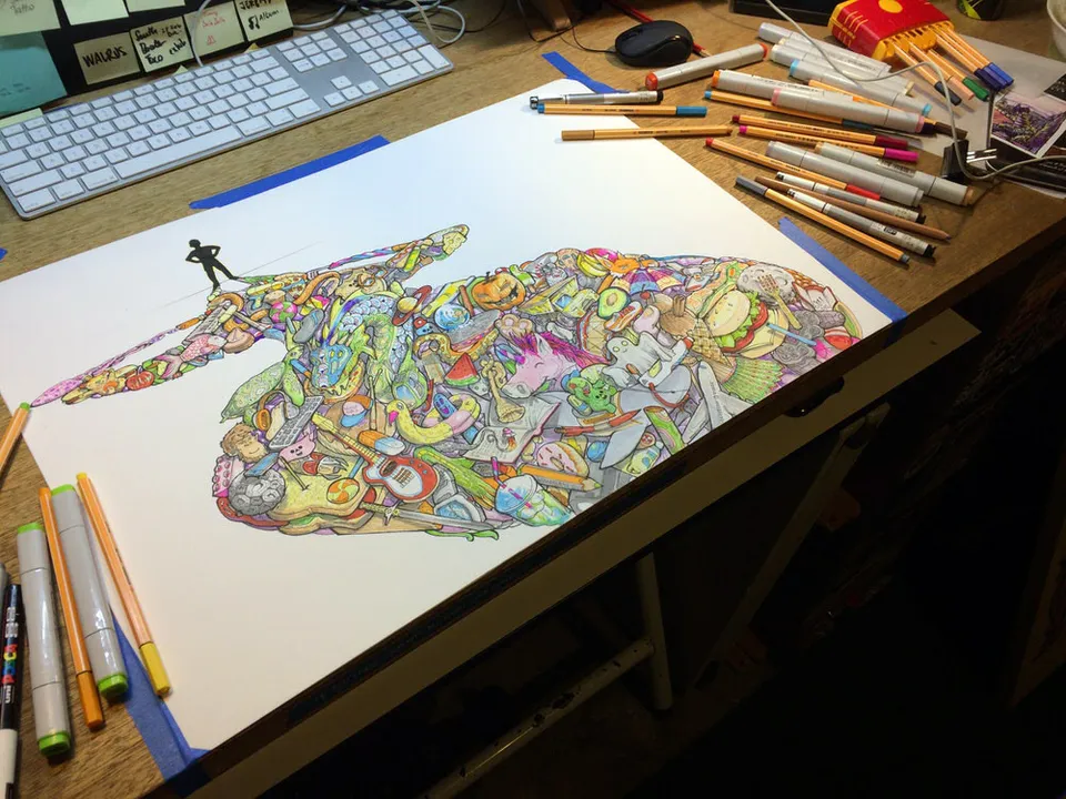 Finished illustration of child's imagination.