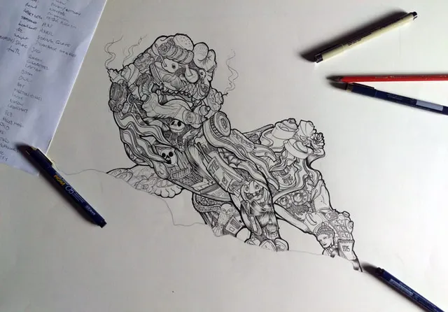 Nearly finished drawing of chinese dragon