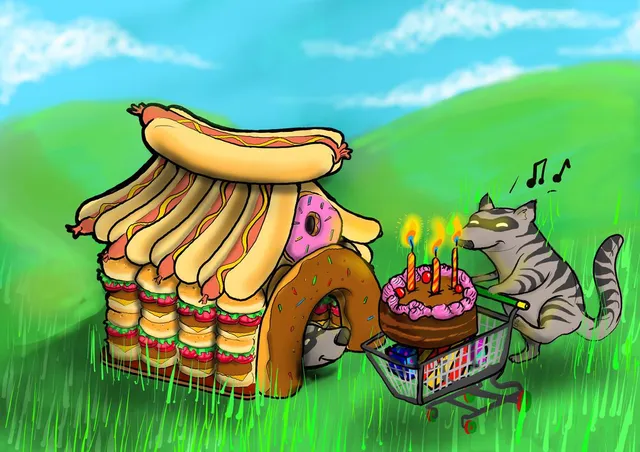 Lenovo Sketch hamburger hotdog house
