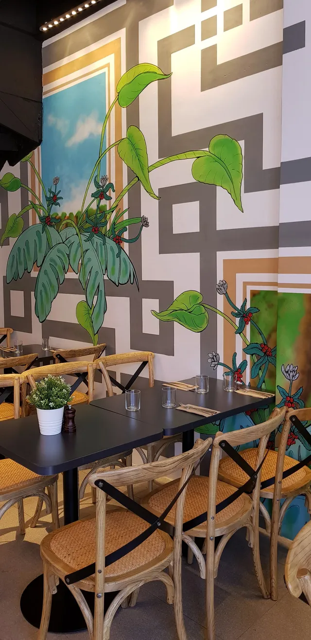 Finished interior plant cafe mural