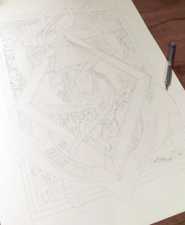 Pencil sketch on paper for work in progress