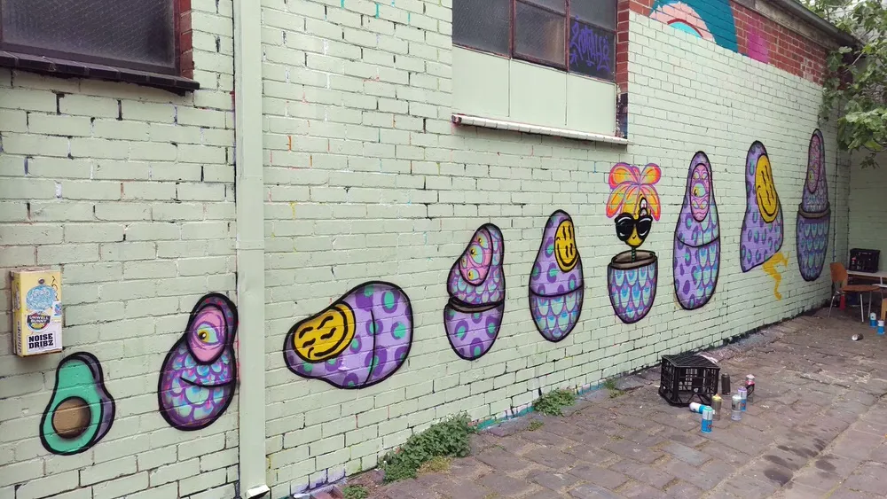 Babushka dolls finished on wall