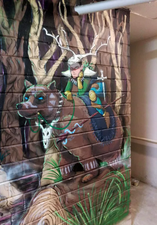 Bear mounted warrior interior commercial mural