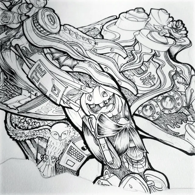 Details of intricate Kominaku Illustration