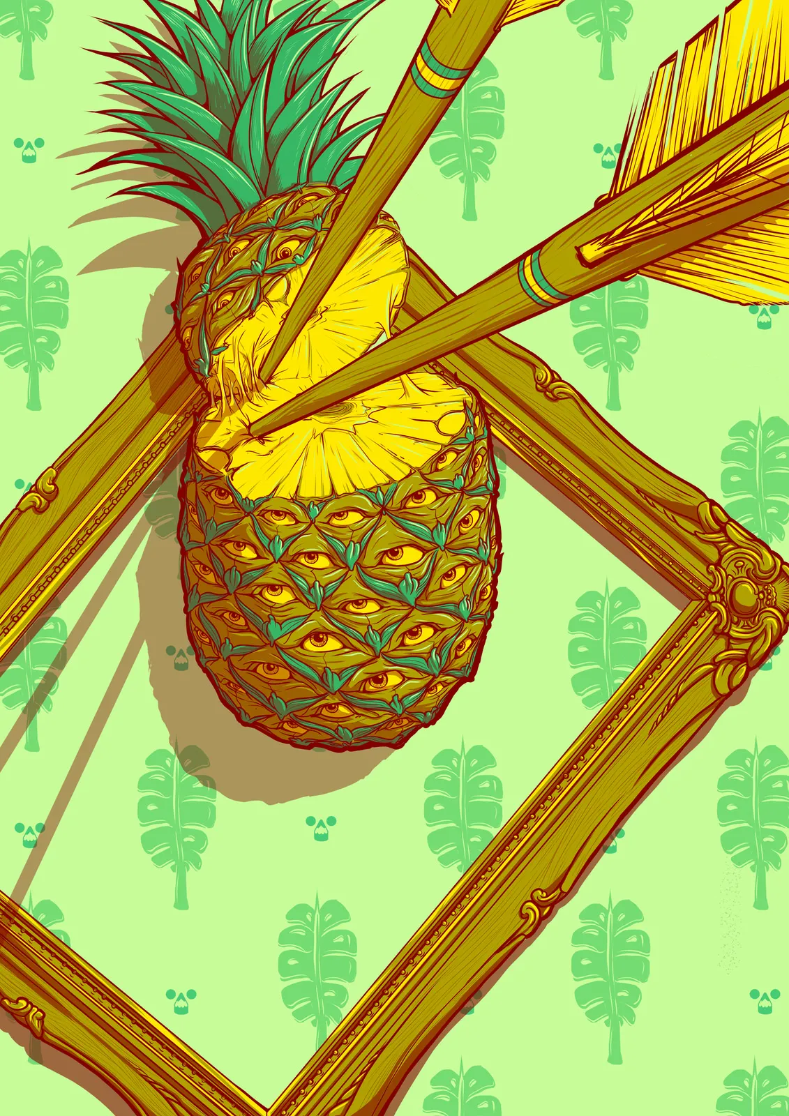 Psychedelic Pineapple Poster, Illustrated graphic design