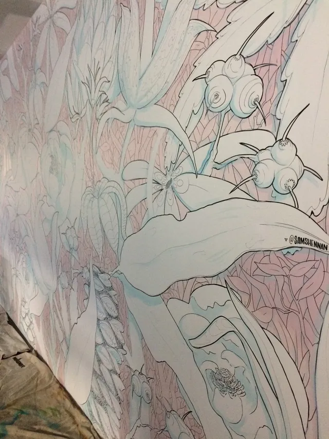 Blue shadows and outlines