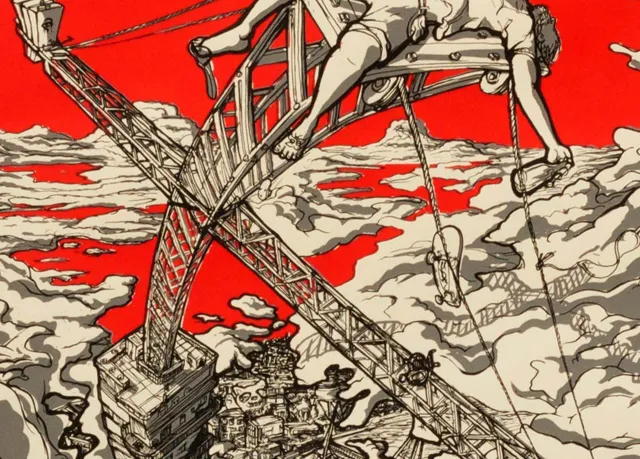 Close up of the red in my screen printed rock poster