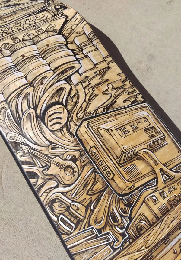 Handpainted Skateboard intricate psychedelic
