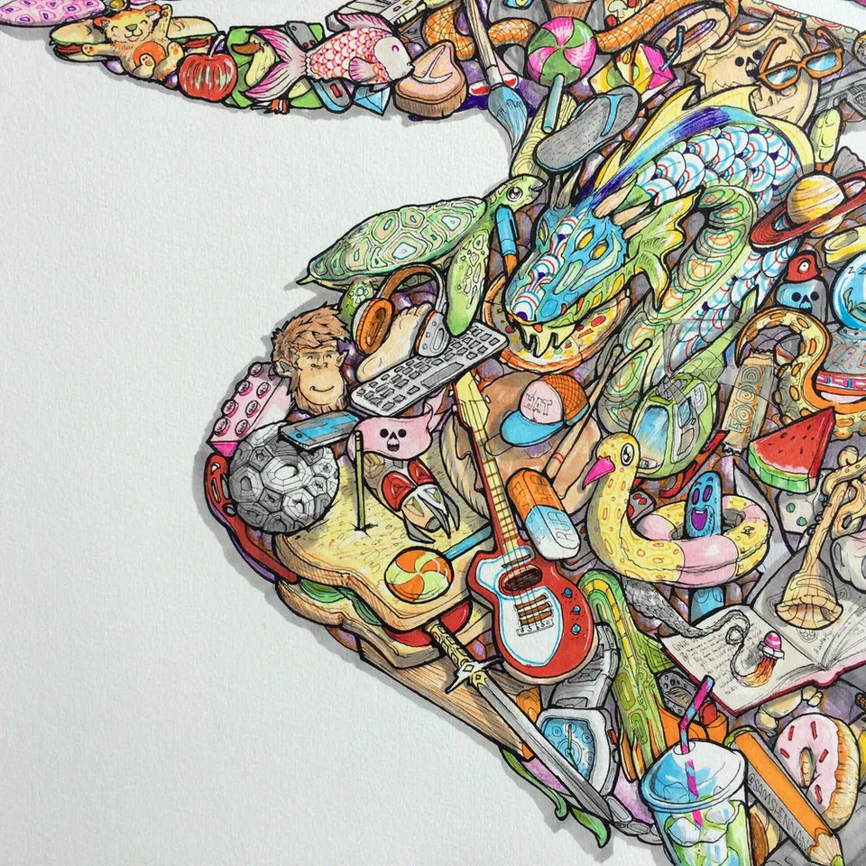 child's imagination visualised through bright cheery illustration.